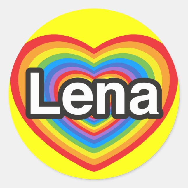 Adesivo Eu amo Lena. Eu te amo Lena. Coração (Frente)