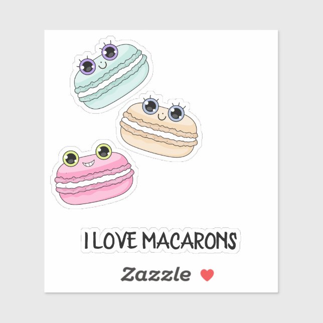 Adesivo Eu Amo Macarons (Folha)