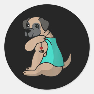 Adesivo Eu Amo Mamãe Tatto Inglês Mastiff Mãe Cachorro