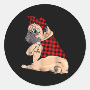 Adesivo Eu Amo Mamãe Tatto Pug Dog Amantes Bandana Mães D