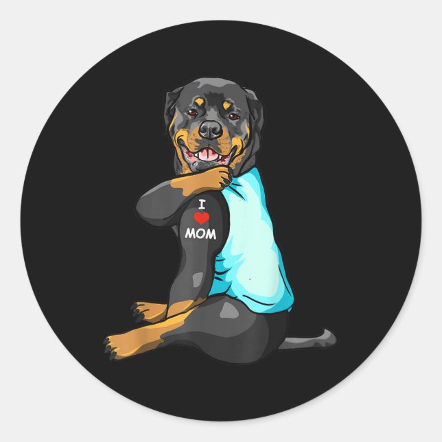 Adesivo Eu Amo Mamãe Tatto Rottweiler Mamãe Cachorro Sobri (Frente)