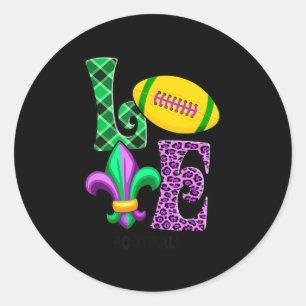 Adesivo Eu Amo Mardi Gras Xadrez de futebol Mulheres Leopa