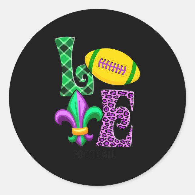 Adesivo Eu Amo Mardi Gras Xadrez de futebol Mulheres Leopa (Frente)