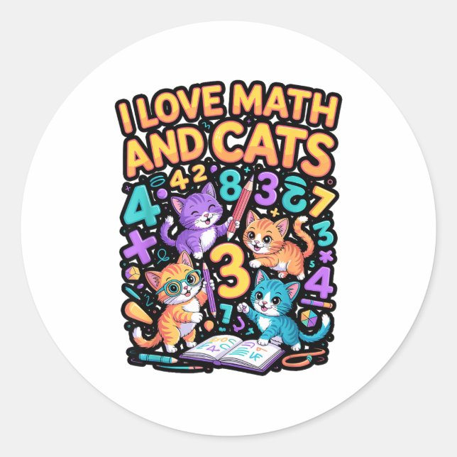 Adesivo Eu Amo Matemática E Gatos Professor Aluno  (Frente)