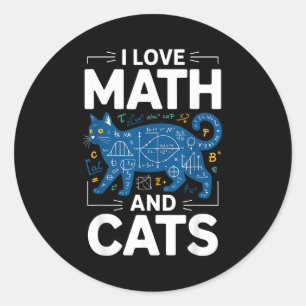 Adesivo Eu Amo Matemática E Gatos Professor Aluno Gatinho 