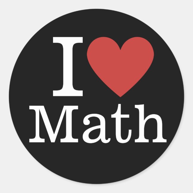 Adesivo Eu ❤️ Amo Matemática para Estudantes/Faculdade (Frente)
