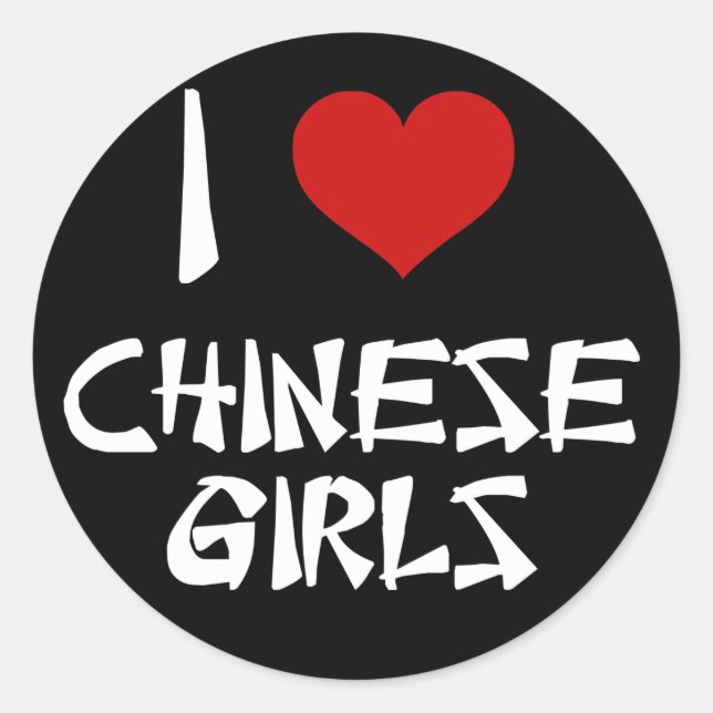 Adesivo Eu Amo Meninas Chinesas (Frente)