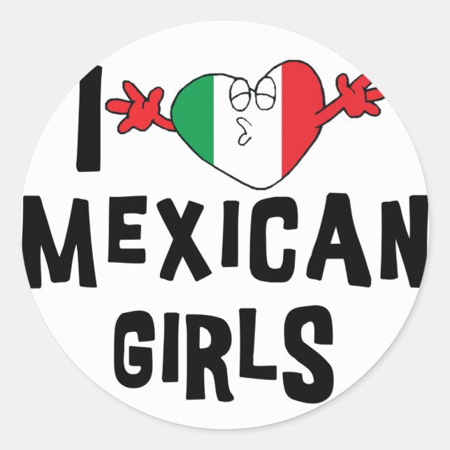 Adesivo Eu Amo Meninas Mexicanas (Frente)