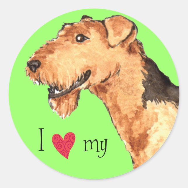 Adesivo Eu amo meu Airedale (Frente)