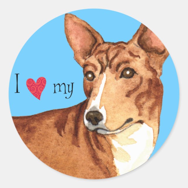 Adesivo Eu amo meu Basenji (Frente)