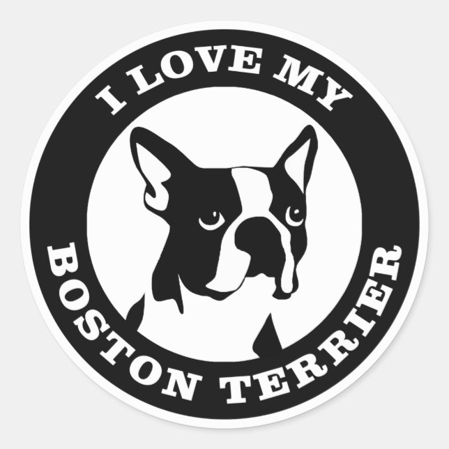 Adesivo Eu Amo Meu Boston Terrier (Frente)