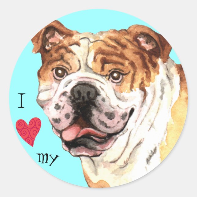 Adesivo Eu amo meu Buldogue (Frente)