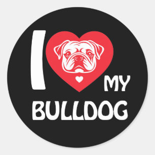 Adesivo Eu Amo Meu Bulldog - Engraçado E Bonito Presente D