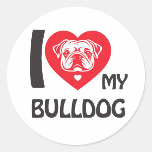 Adesivo Eu Amo Meu Bulldog - Engraçado E Bonito Presente D