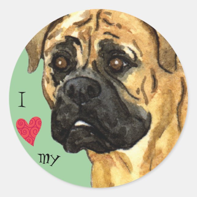 Adesivo Eu amo meu Bullmastiff (Frente)