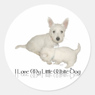 Adesivo Eu Amo Meu Cachorrinho Branco - Filhotes de Westie