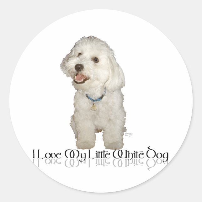 Adesivo Eu Amo Meu Cachorrinho Branco - Havanese (Frente)