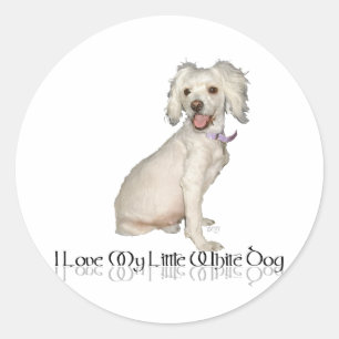 Adesivo Eu Amo Meu Cachorrinho Branco - Poodle / Bichon Mi
