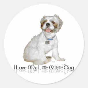 Adesivo Eu Amo Meu Cachorrinho Branco - Shih Tzu