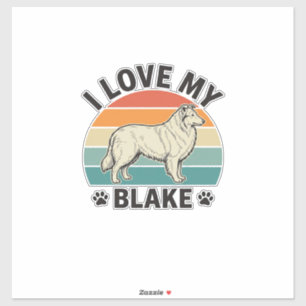Adesivo Eu Amo Meu Cachorro Blake Design de Gravura Retro_