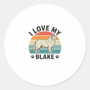 Adesivo Eu Amo Meu Cachorro Blake Design de Gravura Retro_