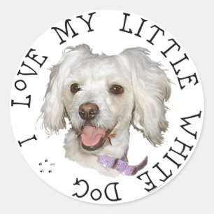 Adesivo Eu Amo Meu Cachorro Branco Pequeno Poodle / Bichon