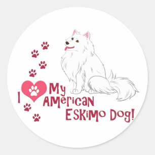 Adesivo Eu Amo Meu Cachorro Esquimó Americano!