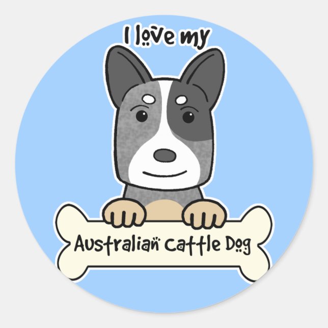 Adesivo Eu Amo Meu Cão De Bovinos Australiano (Frente)