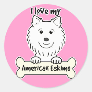 Adesivo Eu amo meu cão Eskimo americano