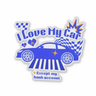 Adesivo Eu Amo Meu Carro Exceto Minha Conta Bancária Frase