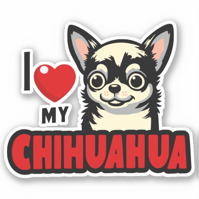 Adesivo Eu Amo Meu Chihuahua (Frente)