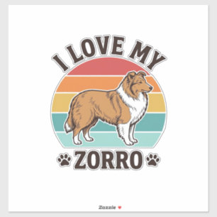 Adesivo Eu Amo Meu Design Vintage do Zorro Amante de Cães_