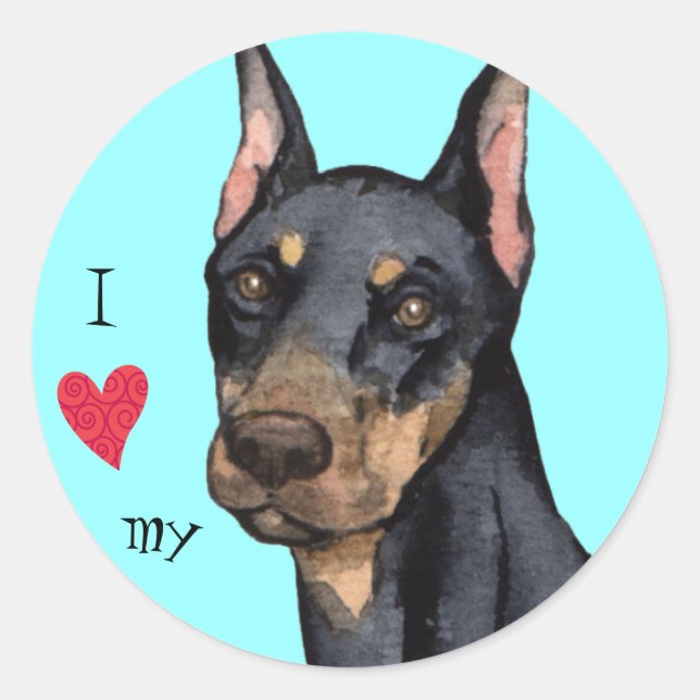 Adesivo Eu amo meu Doberman (Frente)