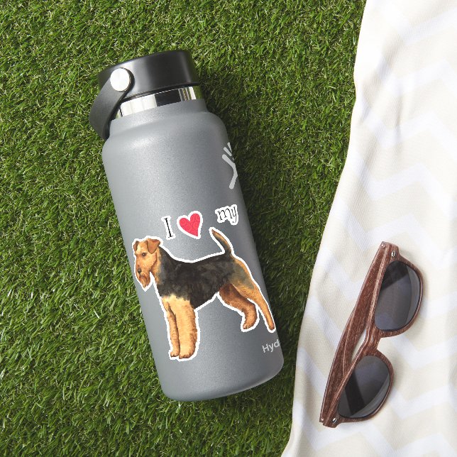 Adesivo Eu amo meu galês Terrier Vinyl Sticker (HydroFlask Insitu)