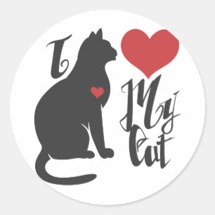 Adesivo Eu amo meu gato - Escolha a cor de fundo