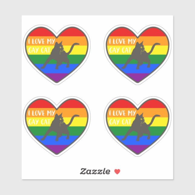 Adesivo Eu Amo Meu Gato Gay (Folha)