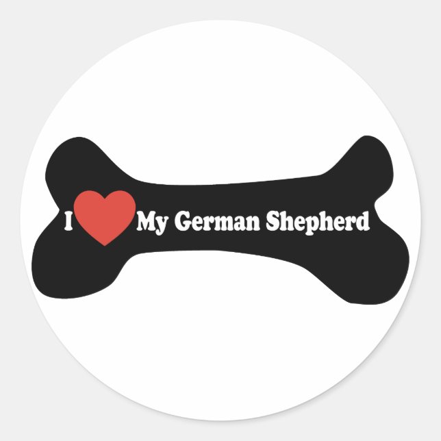 Adesivo Eu Amo Meu German shepherd - Osso Cachorro (Frente)