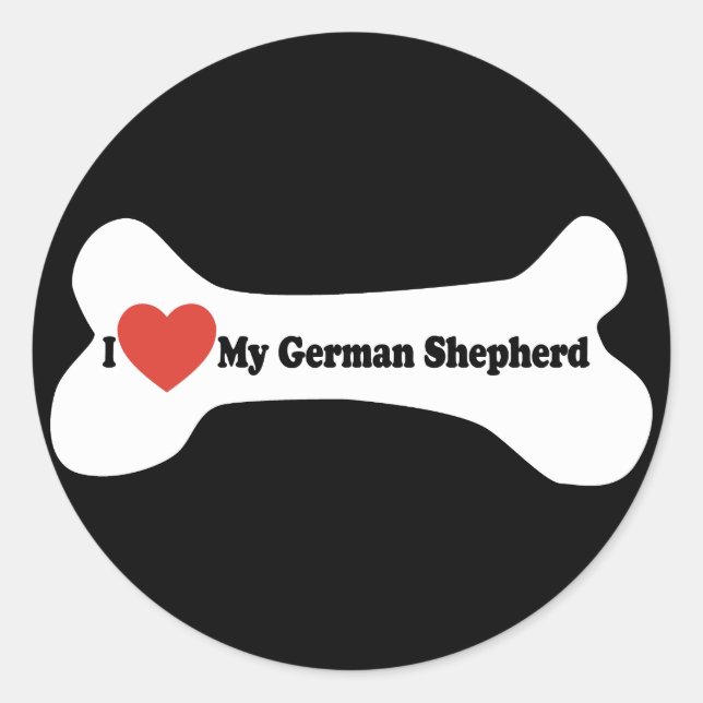 Adesivo Eu Amo Meu German shepherd - Osso Cachorro (Frente)