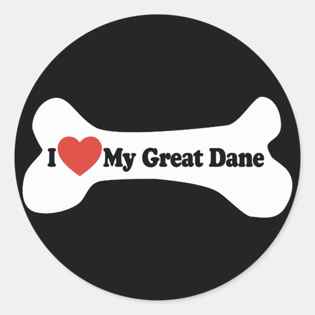 Adesivo Eu Amo Meu Grande Dane - Osso Do Cachorro (Frente)