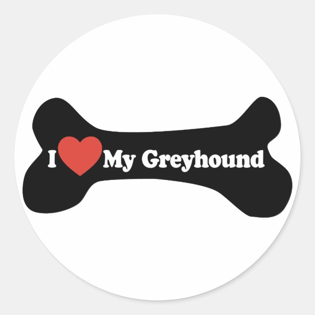 Adesivo Eu Amo Meu Greyhound - Osso Do Cachorro (Frente)