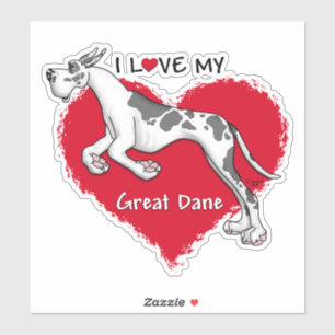 Adesivo Eu amo meu Harlequin great dane