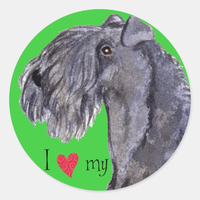 Adesivo Eu amo meu Kerry Blue Terrier (Frente)