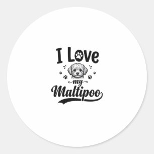 Adesivo Eu Amo Meu Maltipoo Vintage Engraving Design de Ca