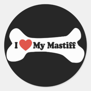 Adesivo Eu Amo Meu Mastiff - Osso Cachorro