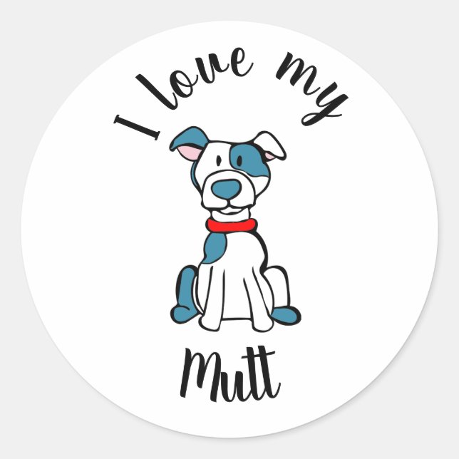 Adesivo Eu Amo Meu Mutt (Frente)