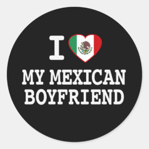 Adesivo Eu amo meu namorado mexicano com bandeira do