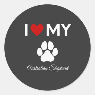 Adesivo Eu amo meu nome personalizado de cão pastor austra