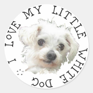 Adesivo Eu Amo Meu Pequeno Cachorro Branco - Maltês