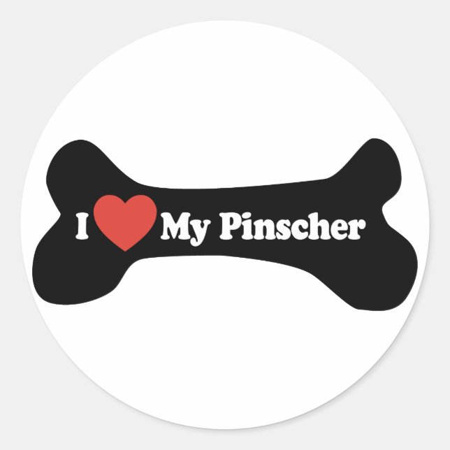 Adesivo Eu Amo Meu Pinscher - Osso Cachorro (Frente)