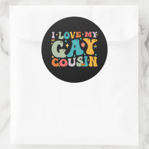 Adesivo Eu Amo Meu Primo Gay Groovy Arco-Íris Orgulho LGBT